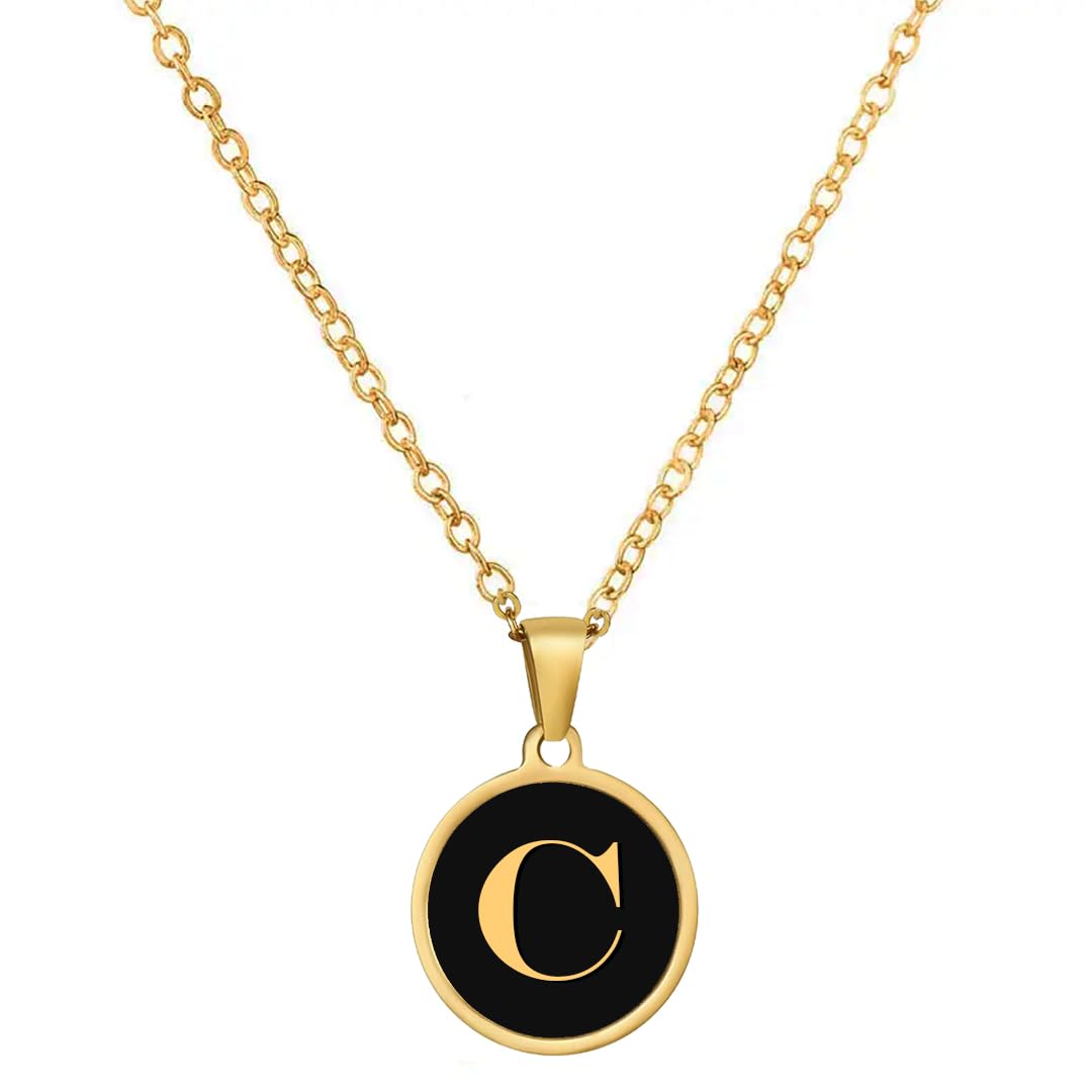 giftana Alphabet Locket with Chain, Black Enamel Letter A-Z Pendant Necklace for Woman and Girls, Personalized Initial Name Gold Plated Pendant Necklace Gift for Girlfriend, Sister-picture-10