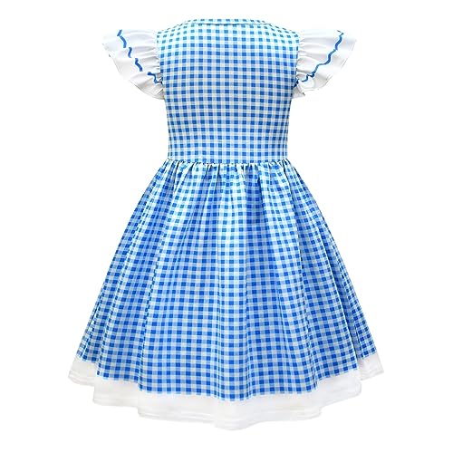 Dorrothy Blue and White Gingham Flutter Sleeve Party Dress for Girls2
