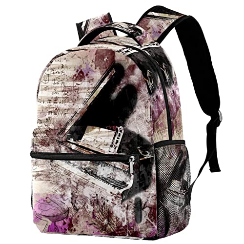 Sac à dos décontracté pour femme instrument musique spacieux