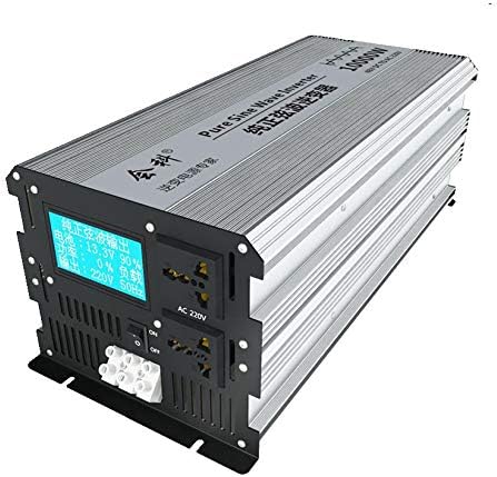 HuiKe Intelligent LCD Display 5000W (10000W Surge) Pure Sine Wave Power Inverter 48VDC to 220 VAC 50Hz with 2 AC Outlets, 2 Battery Cables for Solar, RV, Car, Boat