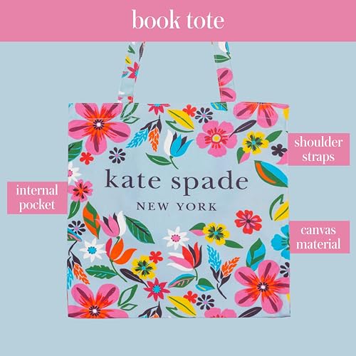 Image of kate spade new york Canvas Tote Bag for Women, Cute Tote Bag for Work or Teacher, Canvas Beach Bag, Book Tote with Pocket