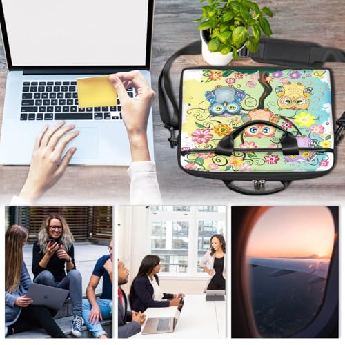 Bolsa para portátil 15 pulgadas con diseño de búhos y flores miniatura 6
