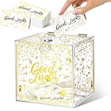 Geyoga Acrylic Donation Box with Lock 100 Pcs Raffle Ticket 6 x 6 x 6 Inch Clear Ballot Suggestion Box with Slot for Voting Contest Carnivals Collecting Donations