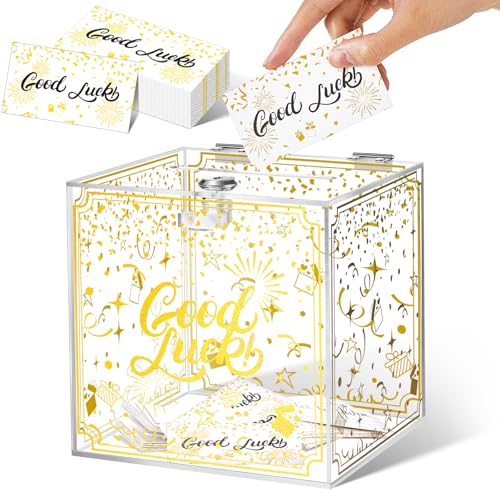 Geyoga Acrylic Donation Box with Lock 100 Pcs Raffle Ticket 6 x 6 x 6 Inch Clear Ballot Suggestion Box with Slot for Voting Contest Carnivals Collecting Donations