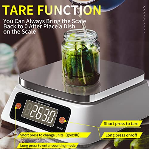Food Scale Digital Scale Kitchen Scales Digital Weight, Yoncon Baking Scale For Bakers, Candle Making Or Soap Making With Stainless Steel Large Platform, 22Lb/0.5G, 3*Aa Batteries And Adapter Included #TOP5