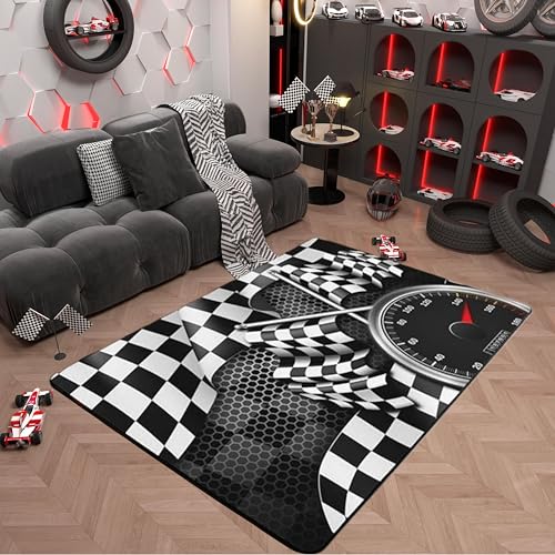 Tapete decorativo geométrico negro y blanco 150x200 cm miniatura 1
