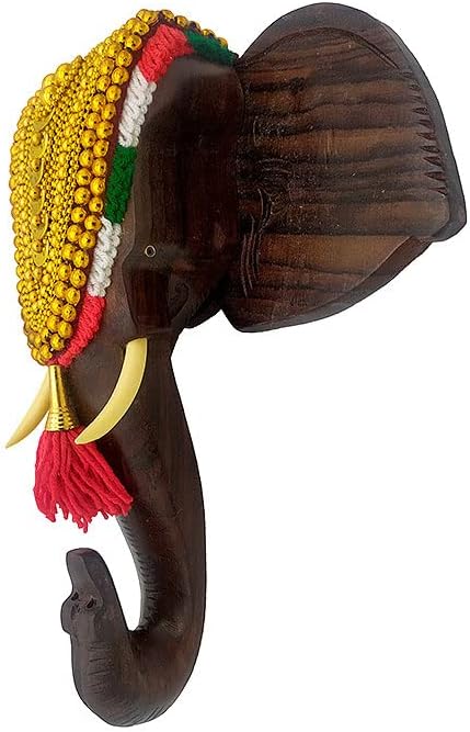 Handcrafted pooram Elephant Head with nettipattam (H 8.5 x W 6.75 x L 3.25 inches) | Kerala Elephant Nettipattam | Kerala pooram Elephant Head