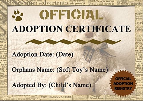 Teddy Bear Soft Toy Personalized Birth Or Adoption Certificate