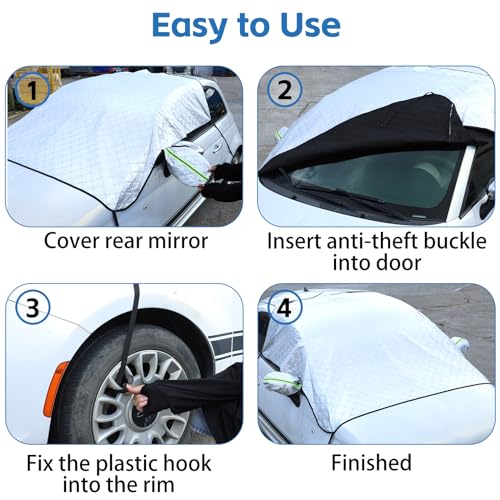 Image of HAPPYHORSE Snow Windshield Snow Cover for Fiat 500 Abarth 2010-2023 Winter Snow Frost Car Windshield Cover Accessories