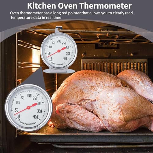 Foto von Ofenthermometer Edelstahl, Thermometer Für Elektroherd, Backofenthermometer 400 Grad Rostfrei, Zum Aufhängen Und Hinstellen Backofen Grillthermometer, Oven Thermometers Durchmesser - 7 Cm