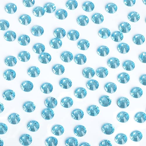 Image of Bymitel Hotfix Crystal Rhinestones Round Gems Iron on DIY Jewelry Making Flat Back for Crafts,Aquamarine, 2.8mm(SS10 /2880pcs)