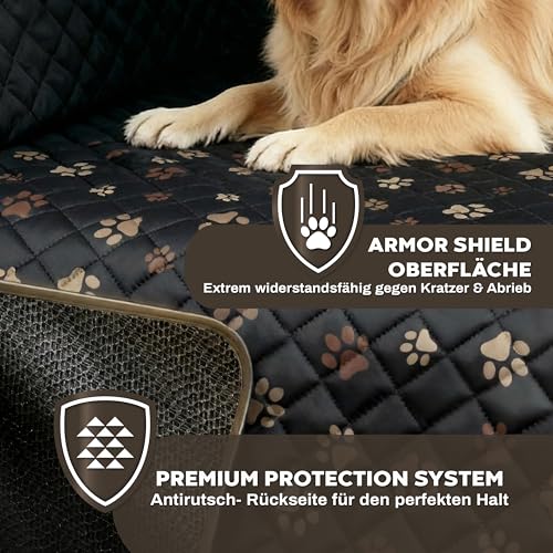 Hainberger Hundedecke Auto Rückbank Wasserabweisende Kratzfeste Autodecke für Hunde wasserdichte rutschfeste Autoschondecke mit Seitenschutz und Sichtfenster,4-in-1 Rücksitzschoner 137x147(mit Muster)