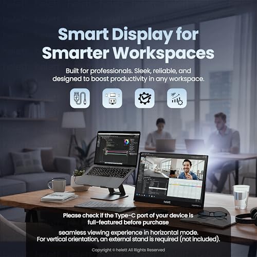 Image of helett LogicView lite 15.6 inch Portable Monitor | A+ Grade FHD 1080p IPS Display | 250 Nits | Ultra Slim 7mm Design | Type-C & Mini HDMI | Built-in Speakers | Laptop, PS5 & Phone Compatible