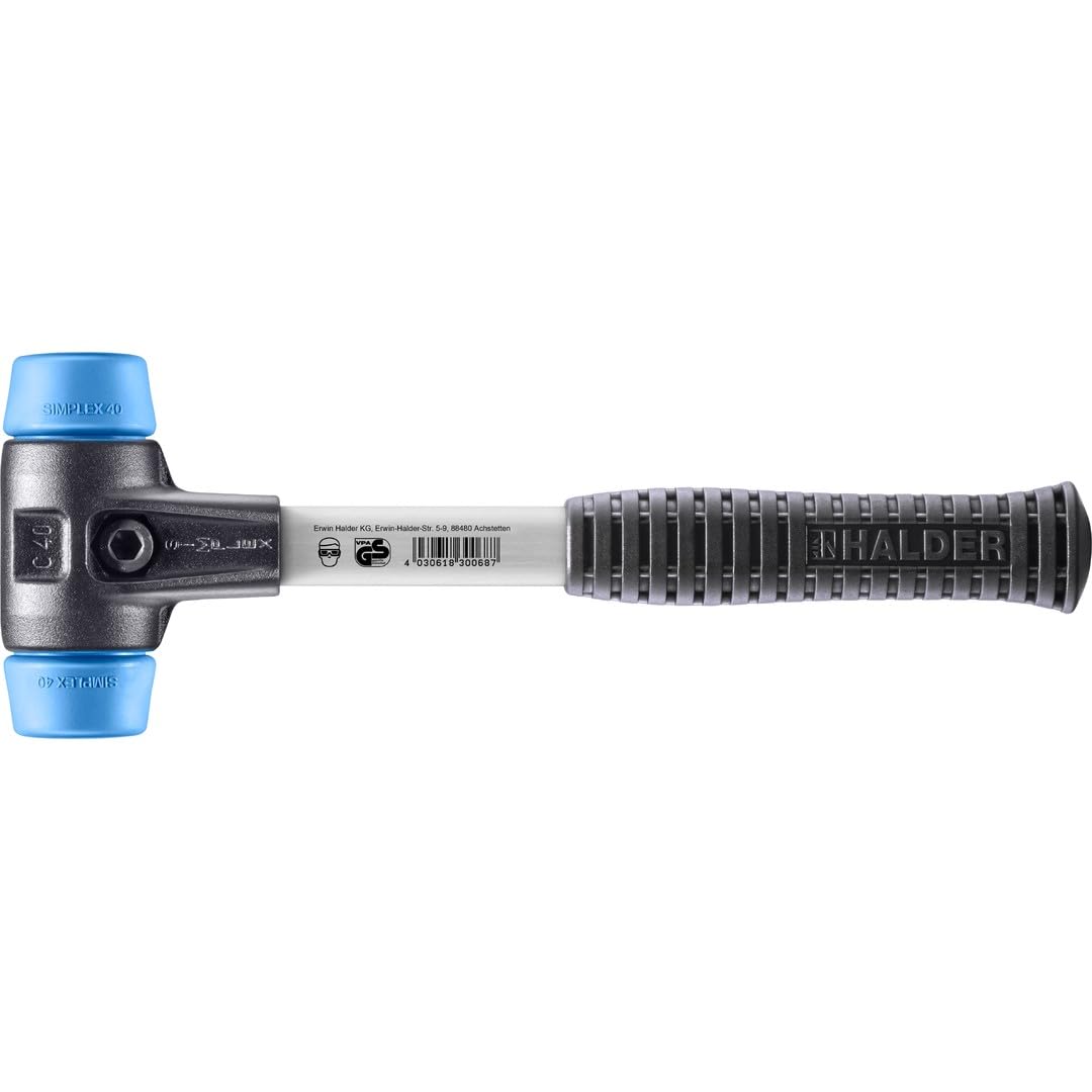 Maillet SIMPLEX, TPE souple; avec boîtier en fonte malléable renforcée et manche en fibre de verre | D=40 mm | 3701.040