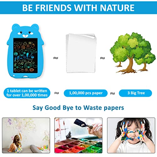 Image of Wembley Bear Design LCD Writing Pad /Tab | Writing, Drawing, Reusable, Portable Pad with Colorful Letters | 9 Inch Graphic Tablet | Writing Scribbling Pad for Kids, Adults with Stylus Pen - (Blue Bear)