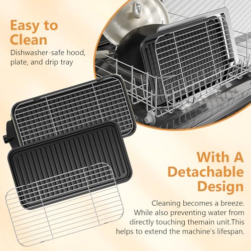 Electric Indoor Grill 1500W -2 in 1 Smokeless Indoor Grill for Kitchen with Non-stick Removable Grill & Griddle Plate,Temperature Control Korean BBQ Grill with 3 Cheese Pans Dishwasher Safe by NAUQUOHZ - Used condition - Image 6