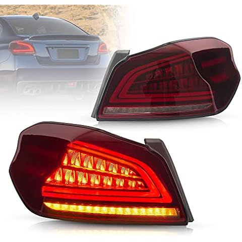 VLAND LED Red Taillights Compatible For [ Subaru WRX 2015 2016 2017 2018 2019 2020 2021 Subaru WRX STI ] With Sequential Turn Signal Rear Lamps Assembly, Driver & Passenger Side Cover