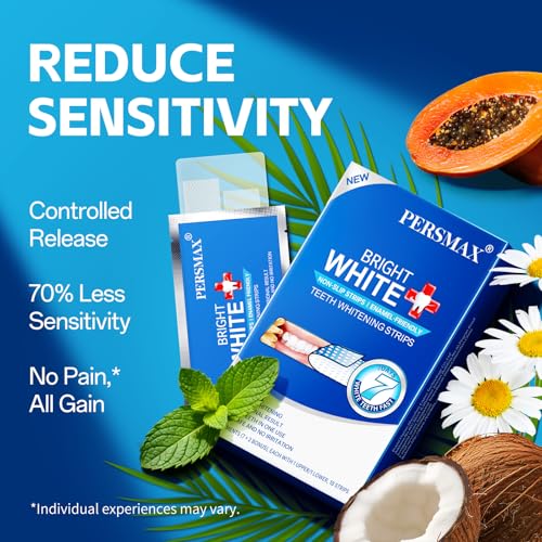 Image of PERSMAX Teeth Whitening Strips, 18 Strips 9 Treatment (7 + 2 Bonus) | Non-Slip, Pain-Free, Express Whitening in 30 Min, Easy to Use for Confident Smile, Professional Dentist Approved