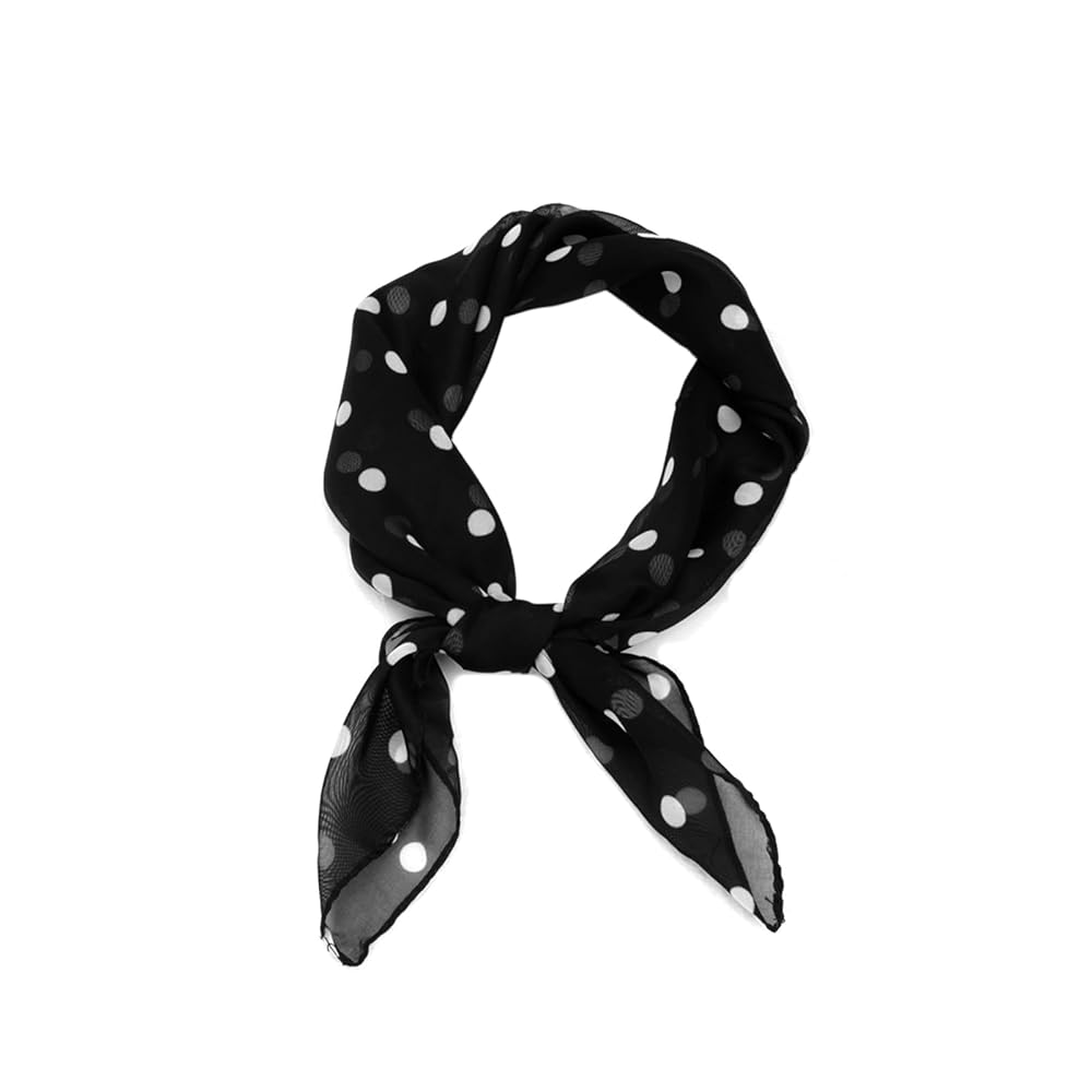 NUMJAW 1950s Chiffon Scarf Polka Dot Retro Hair Tie 50s