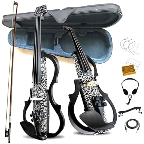 Premium Carbon Fiber Electric Violin Full Size 4/4,Professional Silent Electric Violin for Adults,Teens,Electric Fiddle with Pro Pick up-ZNDS-2304 Cover