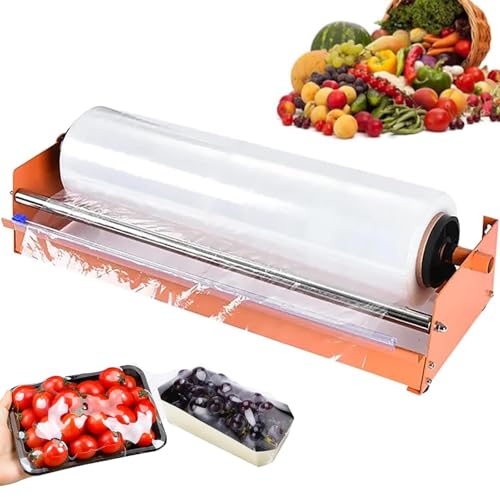 LHQYA Manual Stretch Film Packaging Machine, Film Wrapping Machine with Knife, Maximum Film Width: 500mm/film Roll Inner Diameter: 73mm, for Packaging Food
