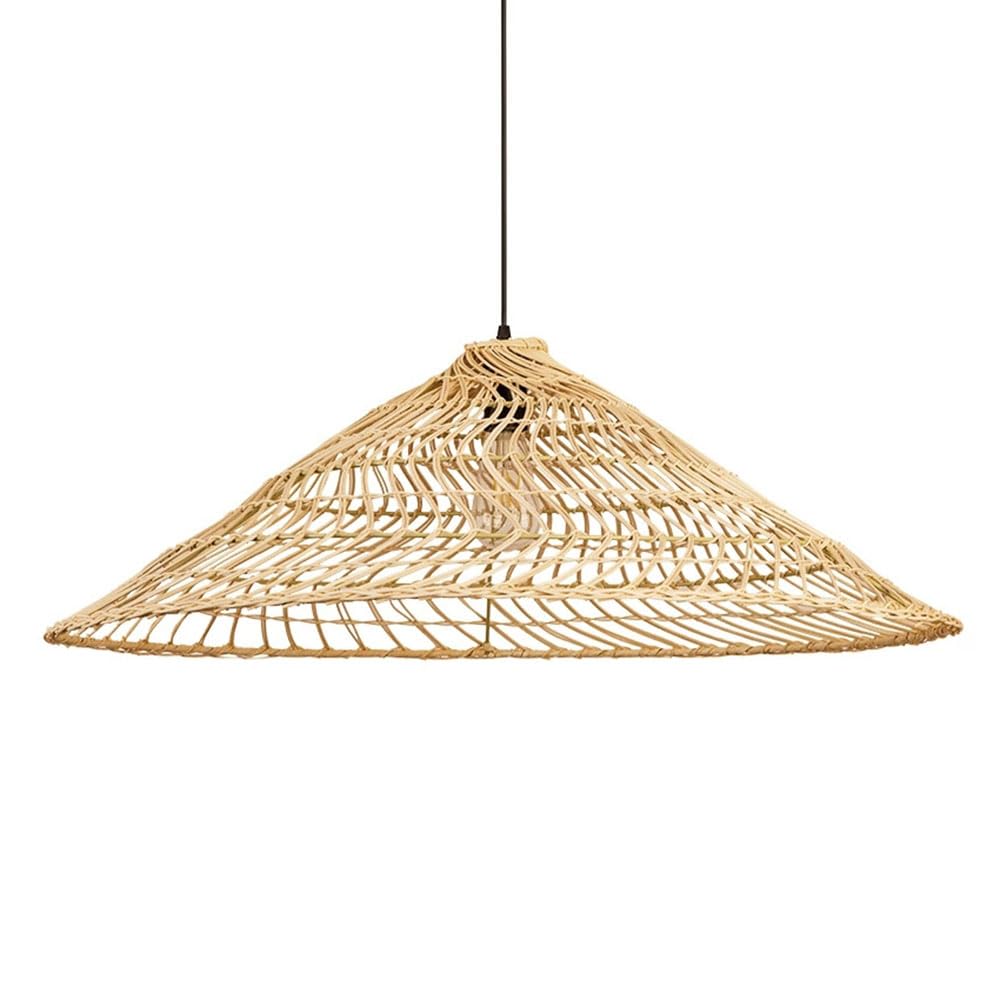 CSSYKV Rattan Basket Pendant Light, 19.7" - Weave Hat Shape Design Natural Wicker Vintage Chandelier E26 Base - Dome Hand-Woven Boho Pendant Light Fixtures for Dining Kitchen Island Living Room