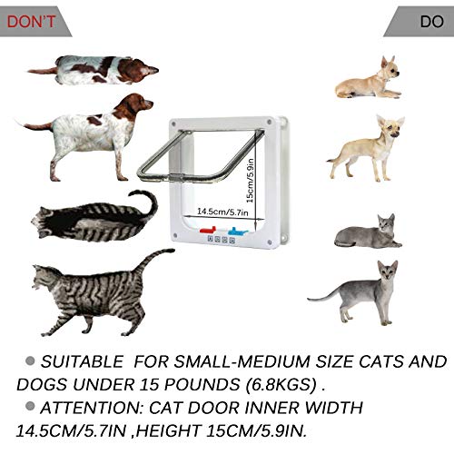 PetsN'all Cat Door 4-Way Locking Pet Door Small Dogs Indoor/Outdoor with Telescopic Frame Doggie Door Cat Flap - Image 6