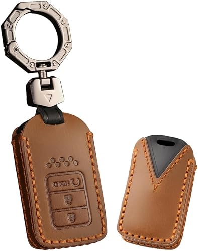 Miniatura 9 de ontto Funda de llavero de 2 botones para llave remota inteligente Honda, protector de llave de cuero para llave de coche, Negro -