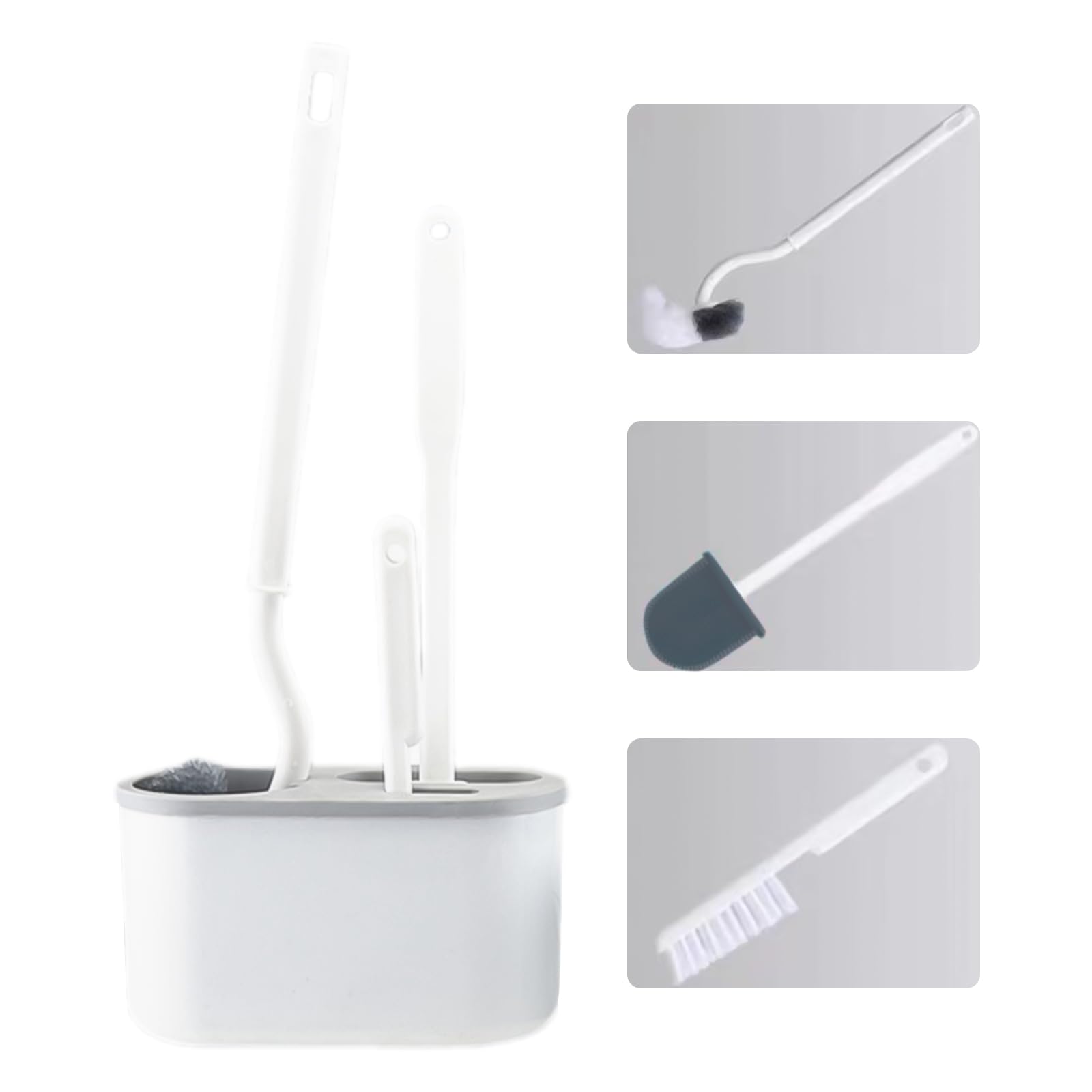 NEWFT Toilet Brush and Holder Set Bathroom Accessories Toilet Holder with 3 Cleanings Brush Cleanings Supplies Cleaner Tool