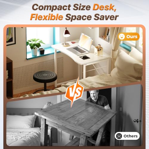 Image of Huuger Folding Desk for Small Spaces, 31.5 Inch Foldable Computer Table