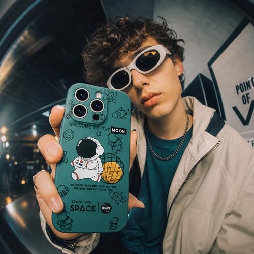 Image of SEJU STORE Cosmic Silicone Astronaut Case for iPhone 11 Pro, Cute Soft Touch Designer Protective Cover, AstroShield Shockproof Defense with Matte Anti-Slip Grip | Astro Moss