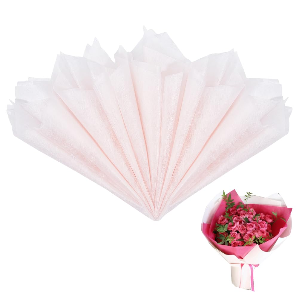 BENECREAT 152 Sheets Light Pink Flower Wrapping Paper, Cotton Wrapping Flower Paper, Waterproof Floral Bouquet Wraps for Gift Bags Gift Boxes Bouquet Packaging, Wedding Valentine's Day Craft Project