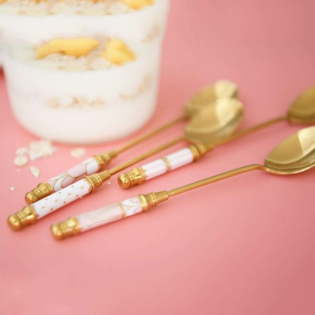 Spoon Table Spoons Stainless Steel Cake Ice Cream Dessert Spoon Household Cereal Breakfast Spoon Ice Tea Coffee Milk Mixing Spoon Watermelon Spoon for Home, Kitchen Or Restaurant