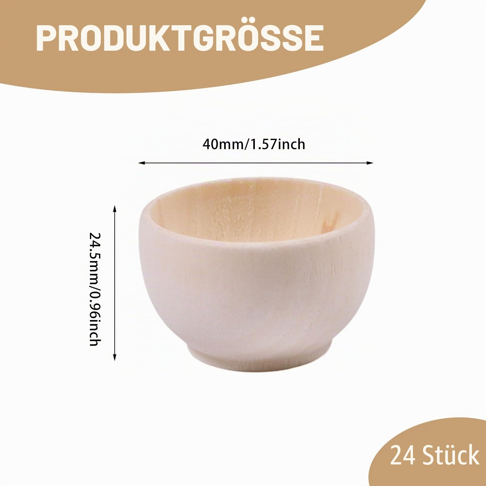 CHGCRAFT 24 Stück Mini Holzschale Unbearbeitete runde Holzschale Holzschalen zum Greifen zum Sortieren und Dekorieren von DIY Bastelarbeiten, Durchmesser 1,57 Zoll
