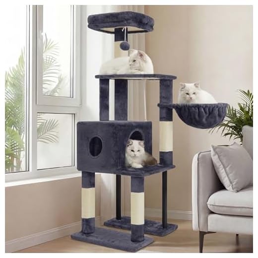 Heybly Cat Tree with Toy, 49.2 inch Cat Tower for Indoor Cats HCT200SG