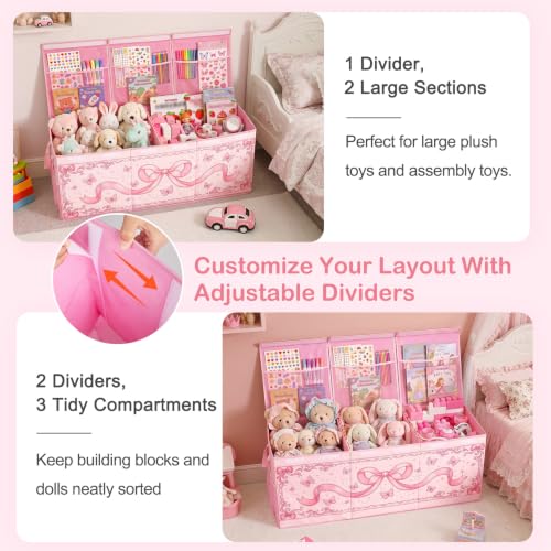 Image of Toy Box with Adjustable Divider Large Toy Chest Storage for Nursery Kidroom