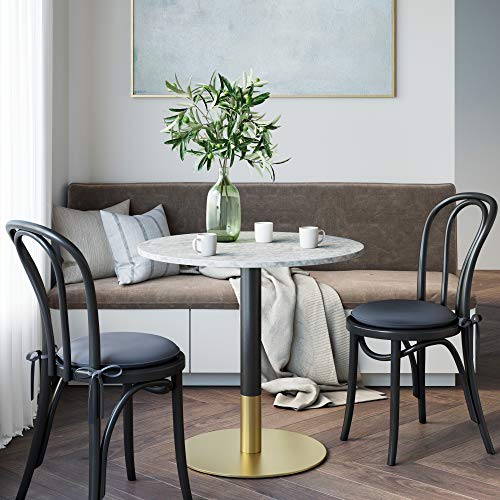 Nathan James Bistro Lucy Small Mid-Century Modern Kitchen or Dining Table with Faux Carrara Marble Top and Brushed Metal… - Image 4