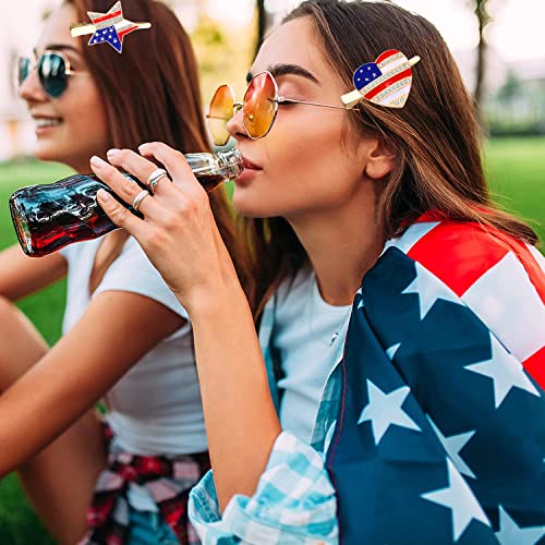 4Th Of July Hair Clips Patriotic Red White Blue Star Heart Hairpin For Women Girls Sparkly Rhinestone Enamel American Flag Metal Alligator Barrettes Festive Hair Accessories #TOP3