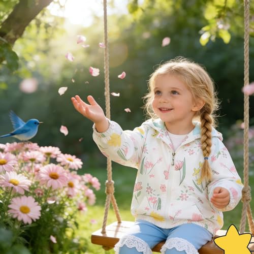 Image of Feidoog Kids Baby Toddler Girls Cartoon Spring Fall Outerwear Windbreaker Zipper Hooded Jackets Coat