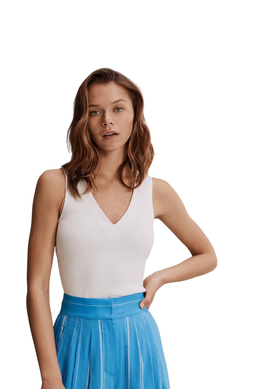 clobug Women's & Girls' Solid Ribbed V Neck Slim Fit Tank Tops-picture-17