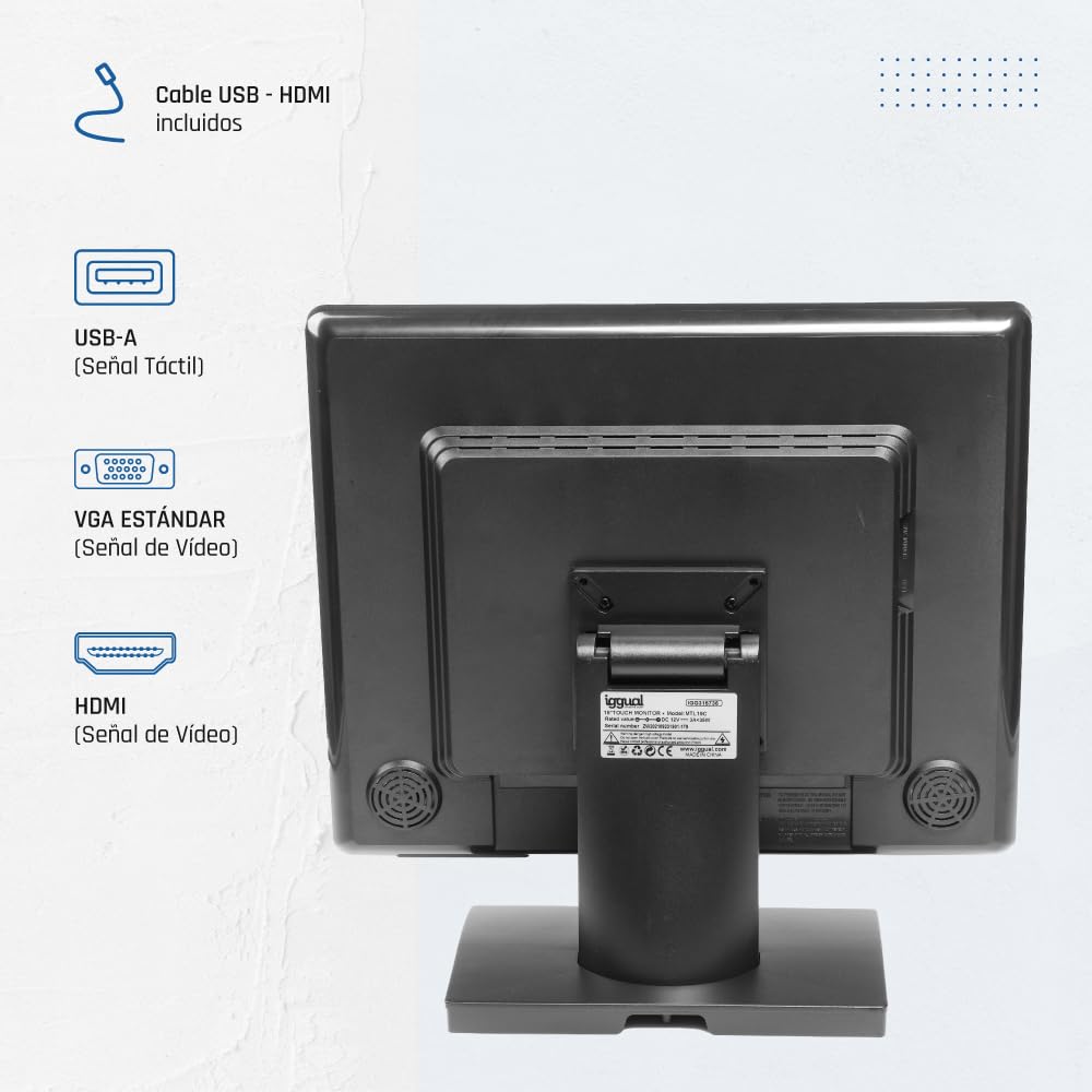 iggual IGG315736 Monitor Touch Screen 19", 1280 x 1024 Pixel, Nero