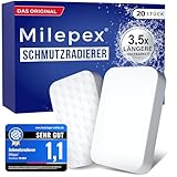 Milepex® Schmutzradierer [20x] – Premium Schwamm für Wand, Boden, Sneaker & Auto | Zauberschwamm & Magic Eraser für Haushalt, Bad & Küche | Extra stark & langlebig | Nur mit Wasser | Vorteilspack