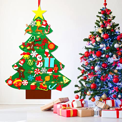 Garma Felt Christmas Tree For Toddler With 41Pcs Ornaments, Lighted Wall Hanging Diy Christmas Decorations Felt Craft For Kids Xmas Gifts Party Favors (Batteries Not Included) #TOP4