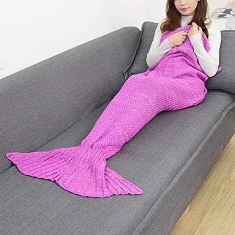 FC Fancy Mermaid Tail Blanket for Women Kids Girl Baby, Soft Warm Knitted Sleeping Bag Quilt Blanket for All Seasons, Best Birthday Gift Photography Props Cover