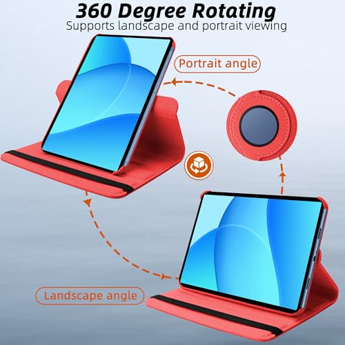 Image of TGK 360 Rotatable Smart Flip Cover for OnePlus Pad Lite 11 inch Tablet Case, Oppo Pad SE 11 inch (Red)