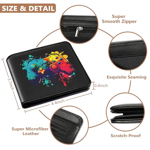 Image of Kids Wallet for Boys, Cool Wallets for Teen Son Ages 4 5 6 7 8 9 10 11 12 13 14 15 16, Leather Bifold Purse for Kid, Christmas Birthday Gift for Video Game Gaming Gamer Teenage