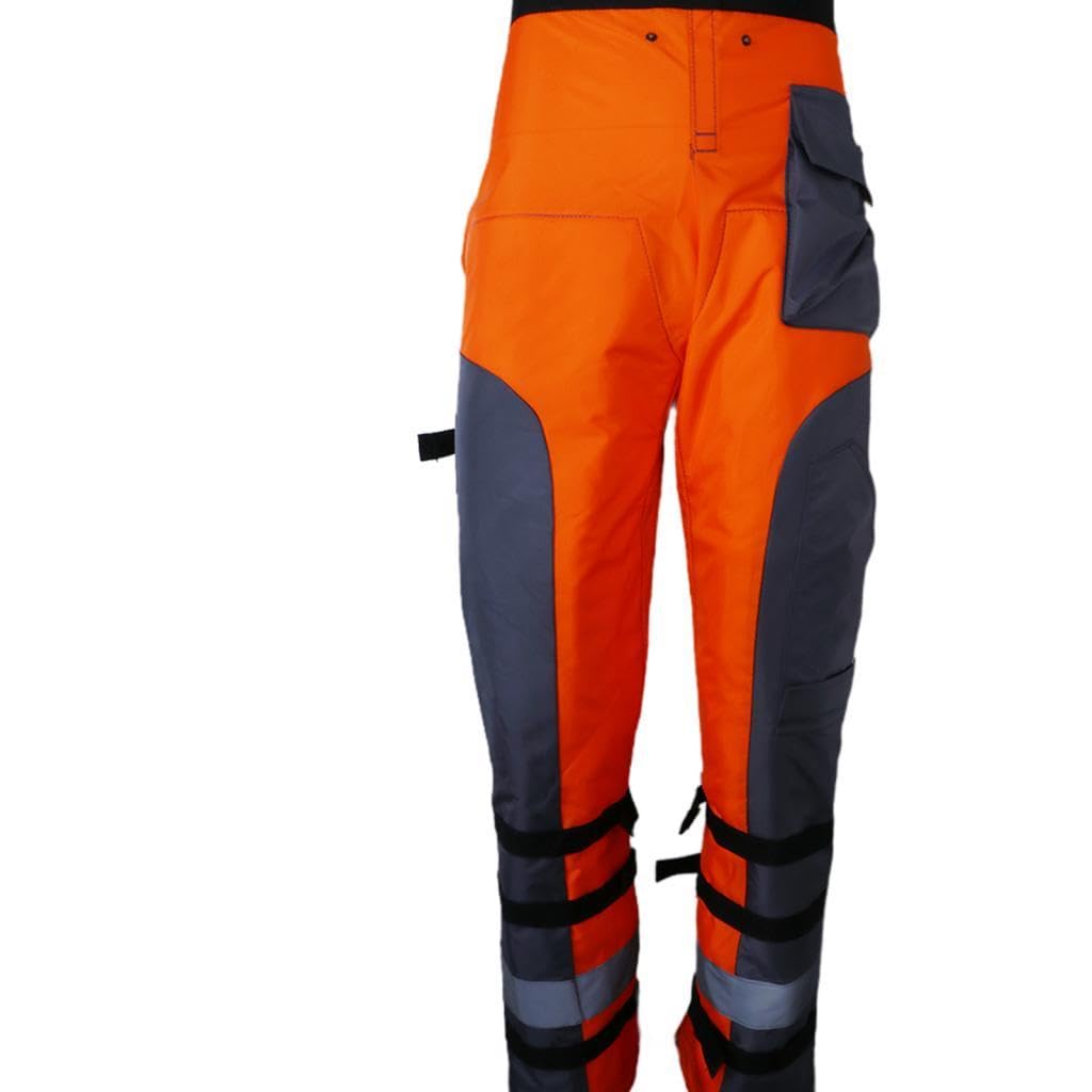 Pantaloni Antitaglio per Motosega, Arancioni, con Vita Regolabile, Equipaggiamento di Multifunzionale a 9 Strati per Motosega, M