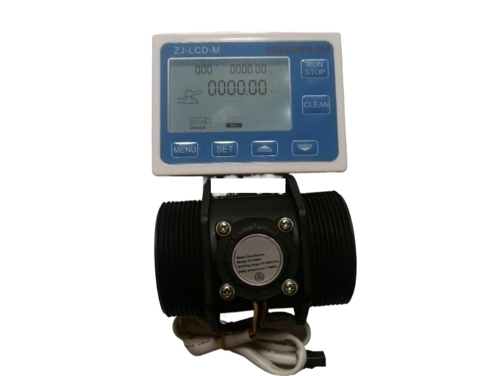 1 unidad de medidor de caudal de agua con sensor de 2" (DN50) + caudalímetro con pantalla digital LCD