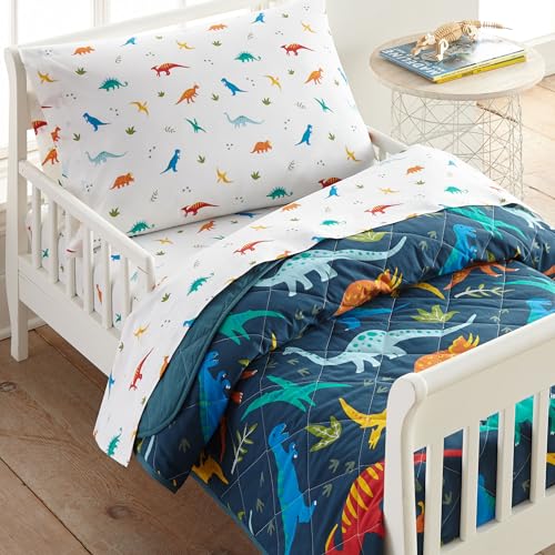 Image of Wildkin Kids Cotton Toddler Comforter Set - Soft & Lightweight, Fits Standard Crib Mattress - Jurassic Dinosaur