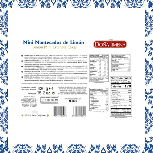 Doña Jimena - Mini Zitronen-Schmalzgebäck, cremige Textur, Spitzenqualität, handgefertigt, natürlich, traditionelles Rezept, ohne Palmöl, einzeln verpackt, 430 Gramm